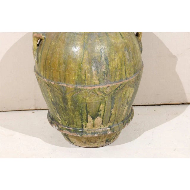 18th Century 18th Century Large Italian Terracotta Jar with Rich Green Poured Glaze For Sale - Image 5 of 10