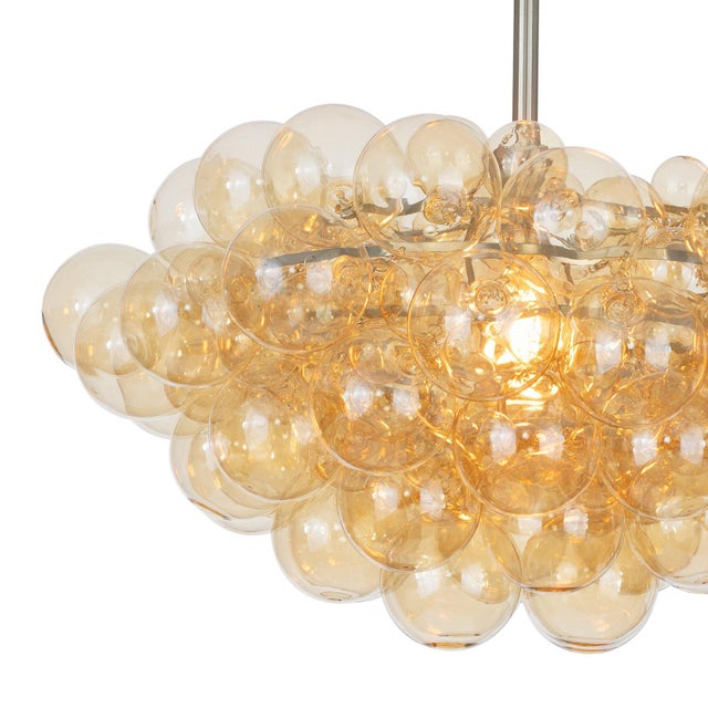 2020s Bubbles Chandelier, Brushed Nickel with Amber Glass For Sale - Image 5 of 7