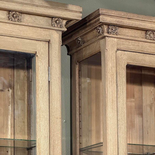 Pair of Monumental Stripped Gothic Revival Solid Oak Display Bookcases For Sale - Image 12 of 18