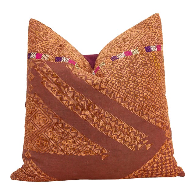 Patiala Starbust, Antique Phulkari Embroidered Pillow Cover For Sale