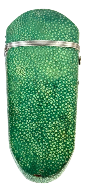 18th Century Green Shagreen and Silver Eyeglass Case with Monogram
