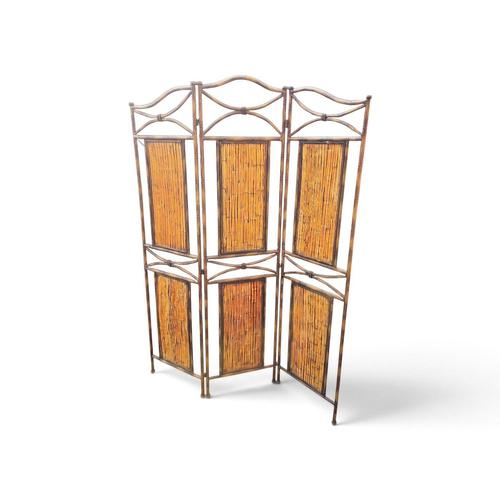 Wood Faux Bamboo and Metal Room Divider with Bamboo Panels, 1980s For Sale - Image 7 of 11