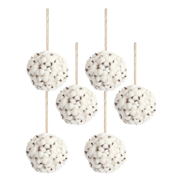 Cotton Orb with Twine Hanger (Set of 6) For Sale