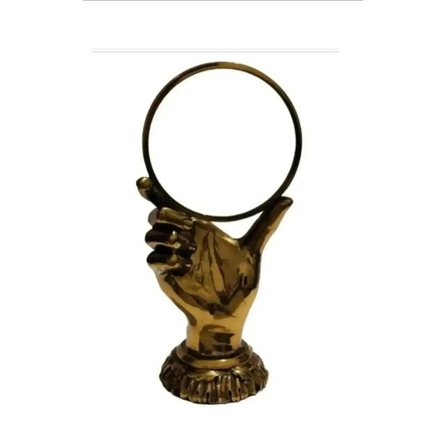Metal Late 20th Century Maitland-Smith Figural Hand Shaped Desktop Magnifying Glass For Sale - Image 7 of 13