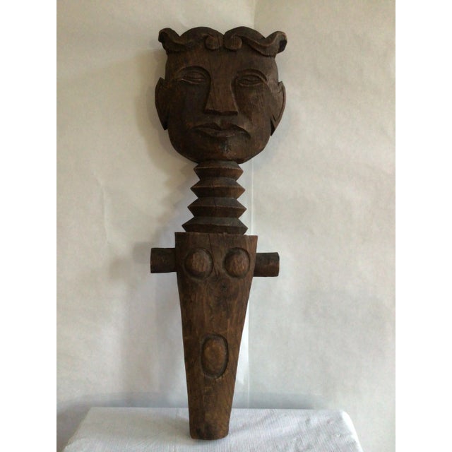 1940s Carved Wood Statue For Sale - Image 9 of 12