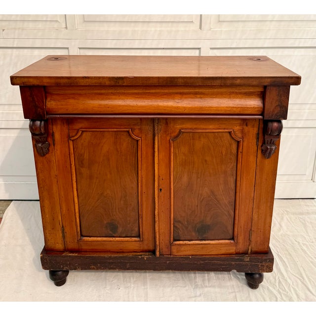 Antique Victorian Walnut Chiffonier Cabinet With Carved Lion Crest, c.1890 For Sale - Image 17 of 18