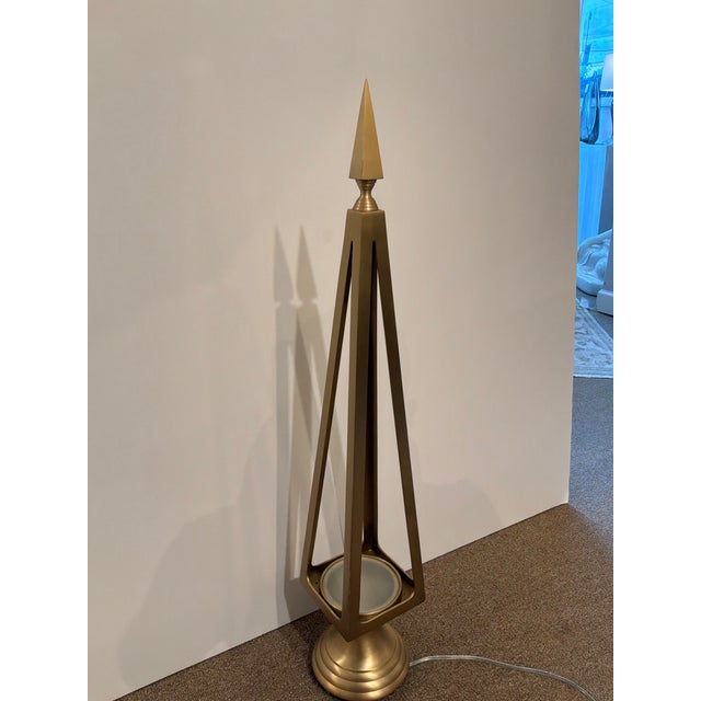 Global Views Co Open Obelisk Brass Lamp For Sale In Atlanta - Image 6 of 7