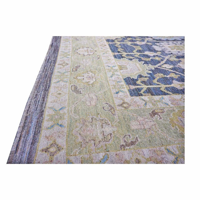 21st Century Turkish Oushak Wool 14x20 Charcoal, Green & Ivory Handmade Oversized Area Rug #1144091 For Sale - Image 12 of 14