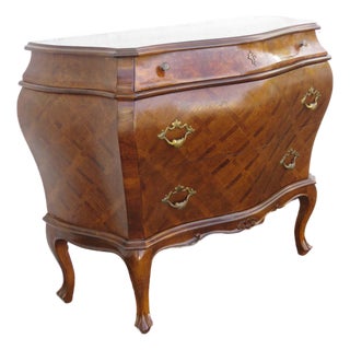 French Bombay Serpentine Inlay Commode Small Dresser Large Nightstand 6215 For Sale