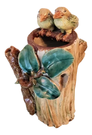Vintage Japanese Majolica Bird Vase