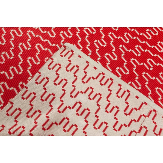 Red Doris Leslie Blau Vintage Red Flat Woven Double Sided Rug For Sale - Image 8 of 8