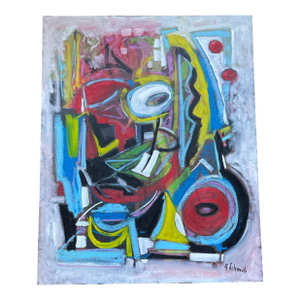 Listed John Schwab Original Abstract Expressionist Oil Painting Cubism MCM