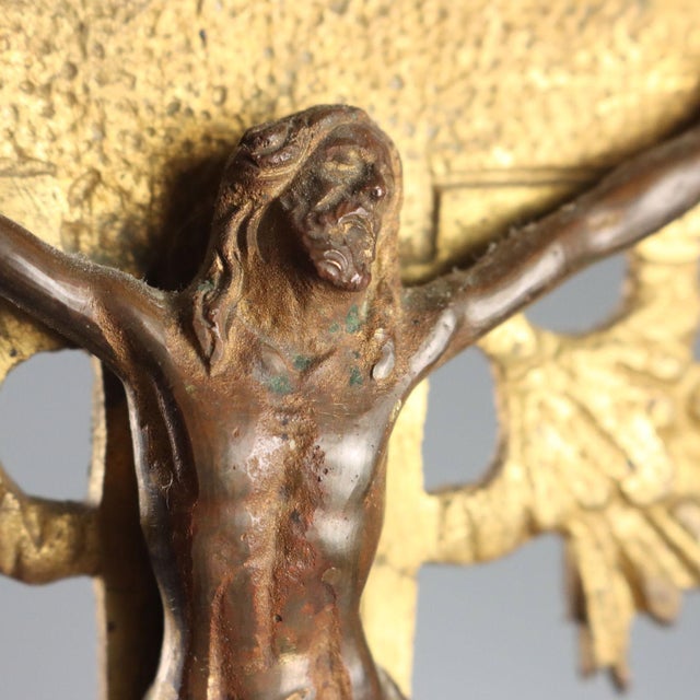 Gilded Bronze Crucifix with Masks and Garlands For Sale - Image 4 of 11