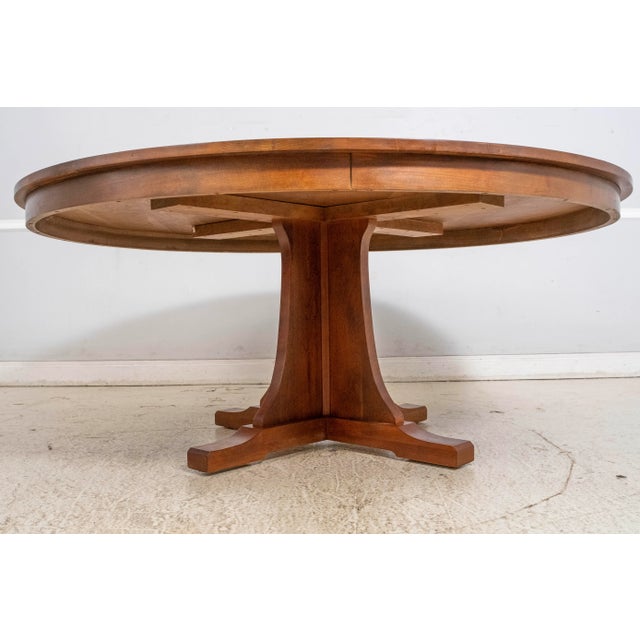 Stickley Stickley Mission Cherry Pedestal Large Round Dining Table For Sale - Image 4 of 12