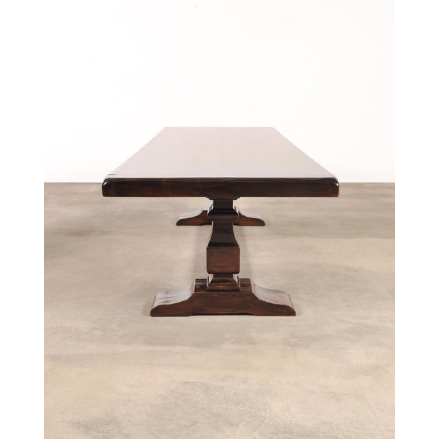 Country Italian Provincial Oak Farmhouse Trestle Dining Table 10 Ft For Sale - Image 16 of 17