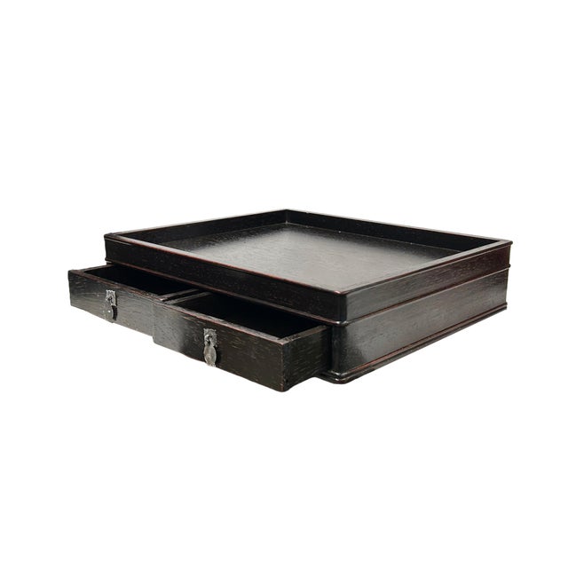 Oriental Small Drawers Dark Brown Rectangular Accent Treasure Chest Box For Sale - Image 4 of 7