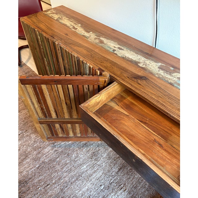 Handcrafted Garu Reclaimed Wood Sideboard, Custom Indian Production, Dyphor New York, Brutalist For Sale - Image 9 of 9
