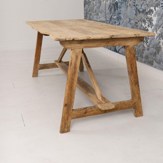 Early 19th C. Italian Pine Trestle Table in Original Patina For Sale - Image 10 of 17