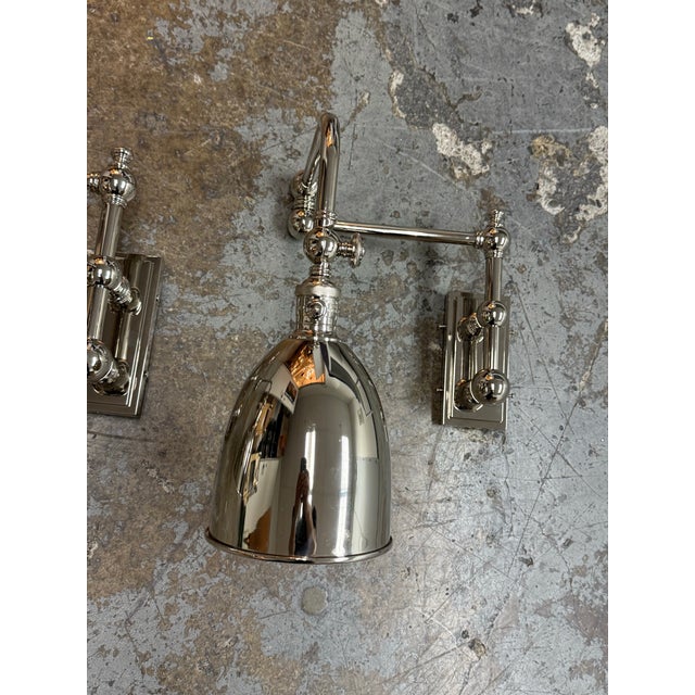 Chapman & Myers for Visual Comfort Pimlico Double Swing Arm Sconces, Pair For Sale - Image 10 of 12