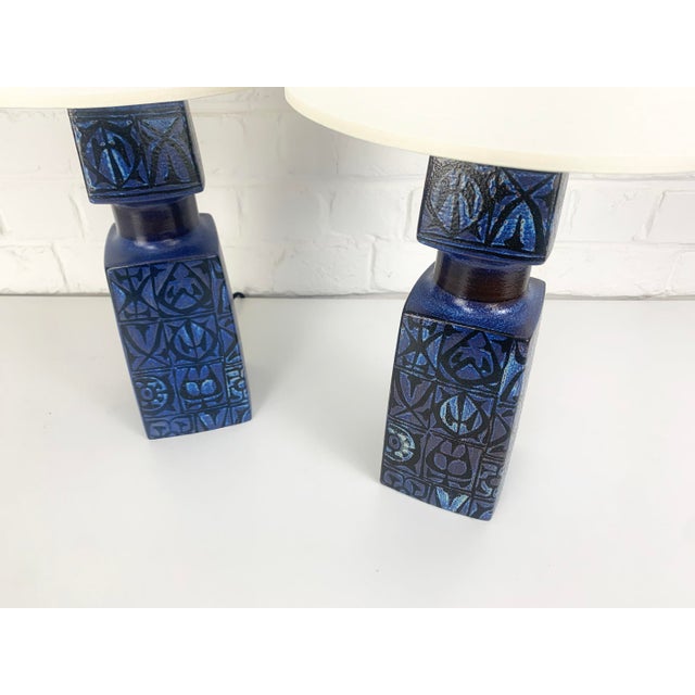 Pair table lamps created by nils thorsson, the swedish art director of royal copenhagen in the 60s. They were produced in...