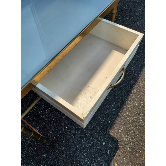 Mid 20th Century George Koch Sons, Inc Hollywood Regency Gold Brass Bamboo Vanity with Mirror For Sale - Image 9 of 12