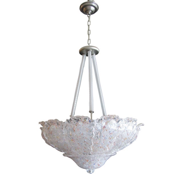 Large Vintage Italian Murano Glass Multi-Colored Murrine Leaf Chandelier For Sale