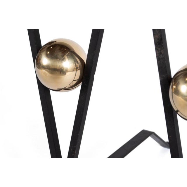 Donald Deskey MCM Fireplace Iron Andirons For Sale In Saint Louis - Image 6 of 9