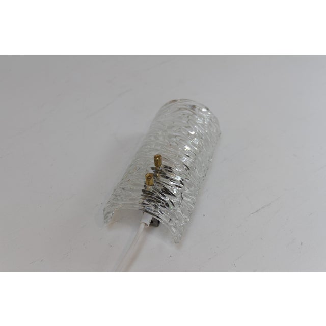 1960s Mid-Century Swedish Glass and Brass Sconce attributed to Carl Fagerlund for Orrefors, 1960s For Sale - Image 5 of 15