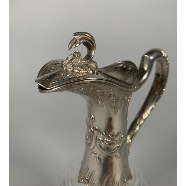 Metal 19th Century Rococo Crystal and Silver Ewers - a Pair For Sale - Image 7 of 8
