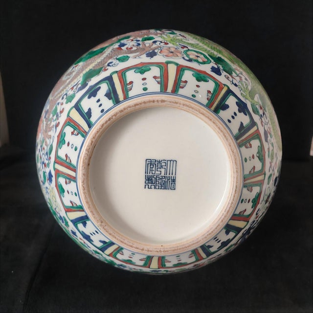 Early 20th Century Chinese Ceramic Vase,Qianlong Marked Blue and White Porcelain Tianqiu Vase Hand Painted Dragon Pattern For Sale - Image 5 of 13