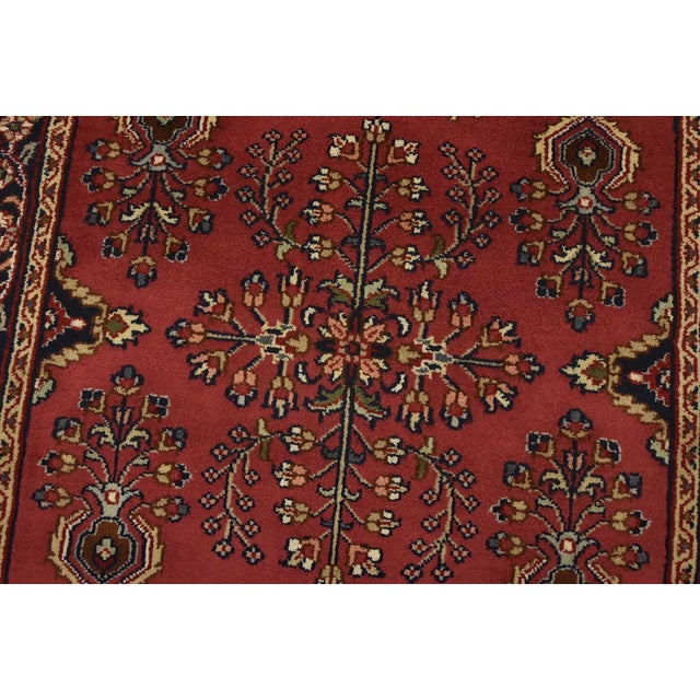 Fine Sarouk Runner 2’6” X 11’6” Pink Wool Traditional Hand-Knotted Rug For Sale - Image 4 of 13