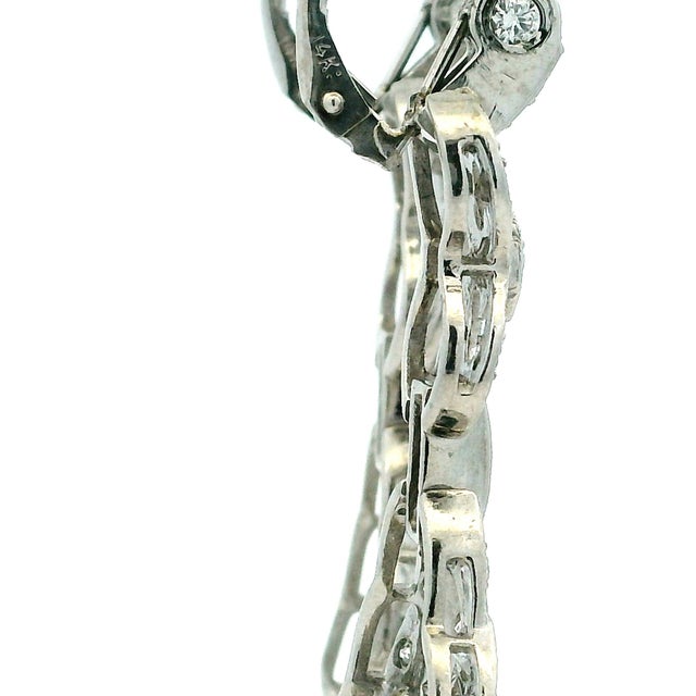 One-of-a-Kind Talia Jade Deco Revival Diamond Drop Earrings Platinum 5.50 Ct For Sale In Miami - Image 6 of 11