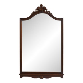 Mid Century Mahogany Wall Mirror With Floral Pediment For Sale