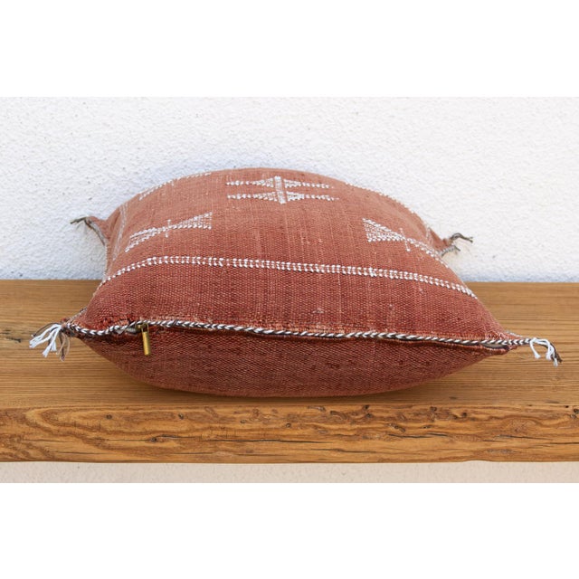 Moroccan Rust Cascade Cactus Silk Moroccan Pillow For Sale - Image 3 of 7