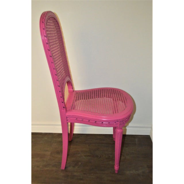 Dark Pink Louis XVI Style Cane Back and Seat Accent Chair For Sale - Image 8 of 10