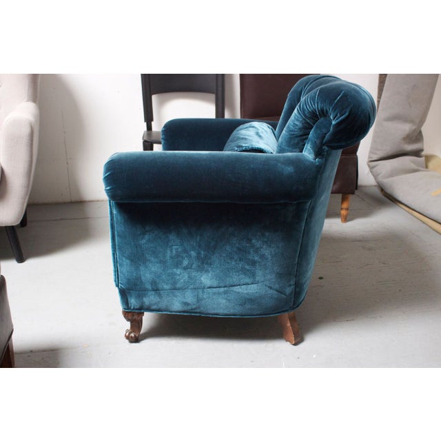 Peacock Blue Silk Velvet Club Chair Chairish