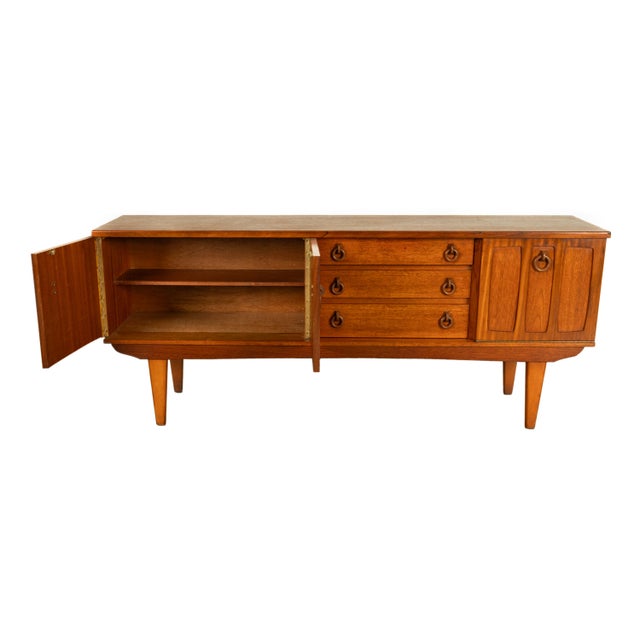 1960s Mid Century Modern Danish Style Teak Credenza Sideboard Buffet Bar Cabinet 1960s For Sale - Image 9 of 17