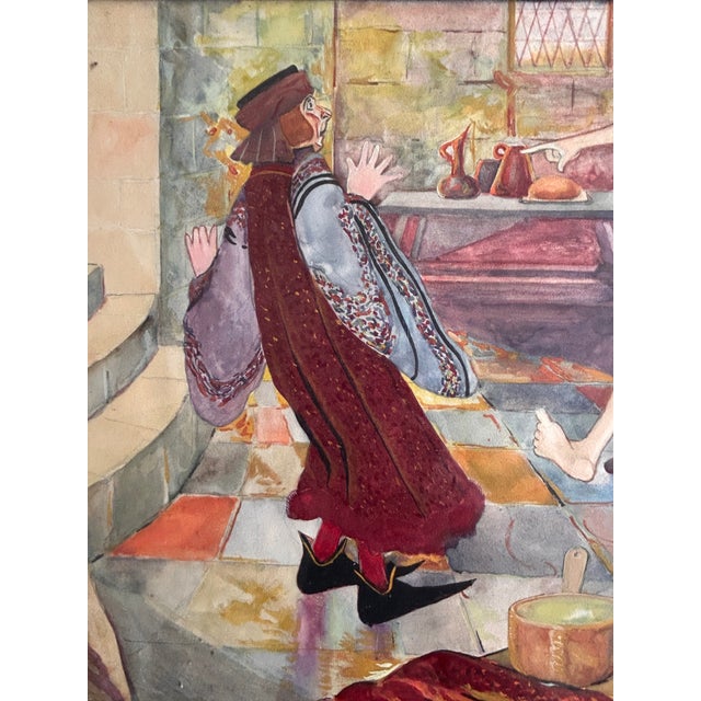 Frederick Blanchard Signed Antique Watercolor Gouache Ca Figures Affair For Sale - Image 4 of 7
