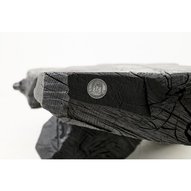 Sculptural Rustic Coffee Table in Burnt Black Wood by Logniture For Sale - Image 14 of 18