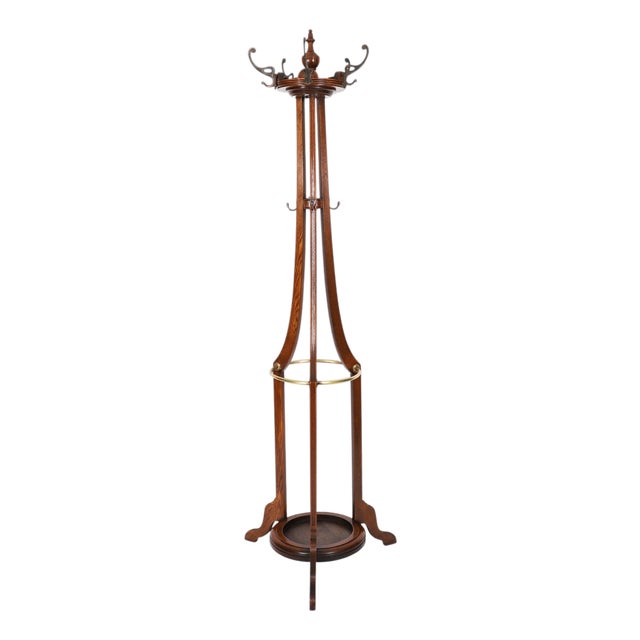 Antique Victorian Oak Hall Umbrella Coat Stand, 19th Century For Sale