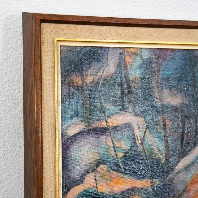 1960s Mid Century Modern Paintings Original Art Abstract Landscape Expressionist Pair For Sale - Image 9 of 11