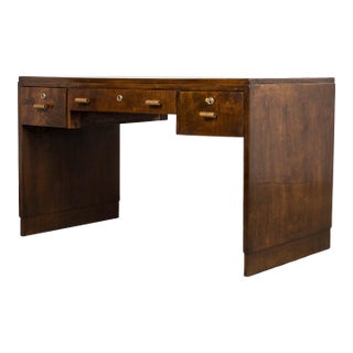 1930s French Art Deco Walnut Writing Desk For Sale