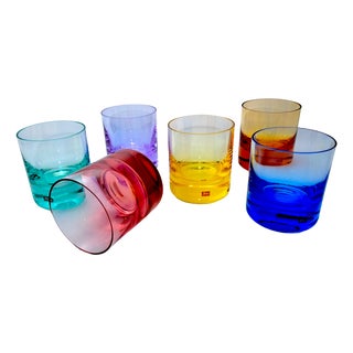 Moser Colored Crystal Whiskey Glasses, 1970s, Set of 6 For Sale