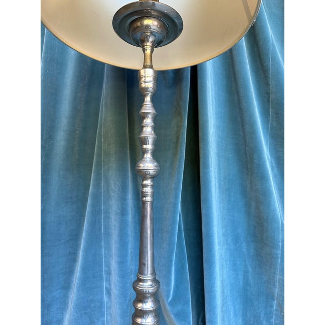 Silver 1940s French Nickel-Plated Floor Lamps With Hexagonal Shaped Bases - a Pair For Sale - Image 8 of 18