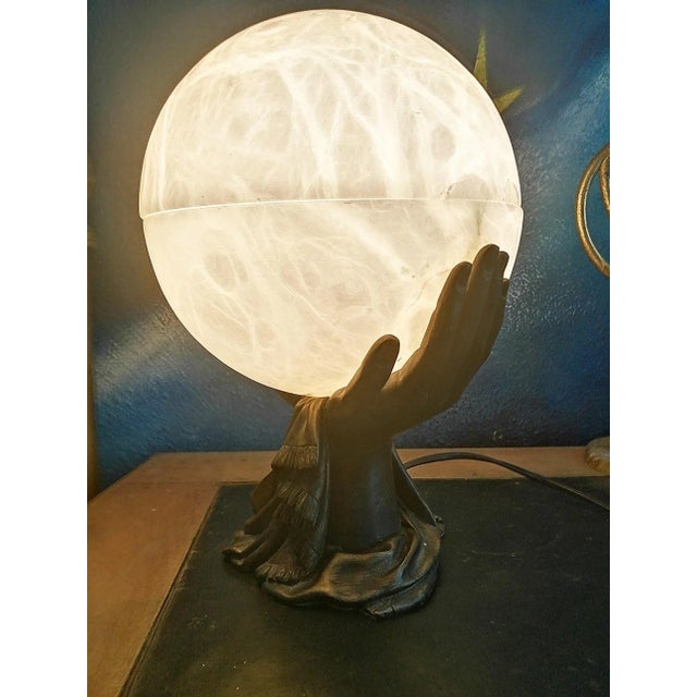 Vintage Art Deco Style French Natural Alabaster Table Lamp For Sale - Image 3 of 18