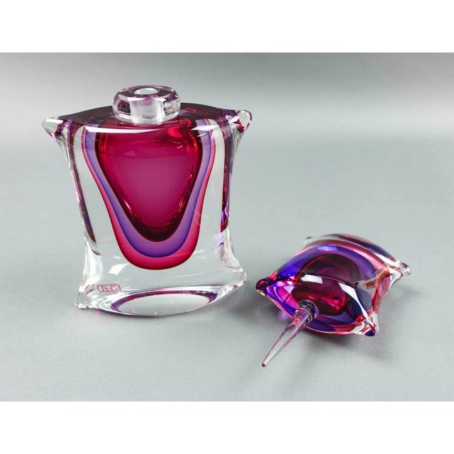 Mid 20th Century Mid 20th Century Luigi Onesto Signed Oggetti Murano Italy Sommerso Glass Decanter Perfume Bottle For Sale - Image 5 of 10
