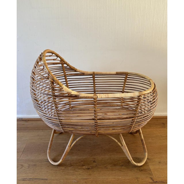 Mid-Century Modern Rattan Baby Crib, 1960s For Sale - Image 11 of 13