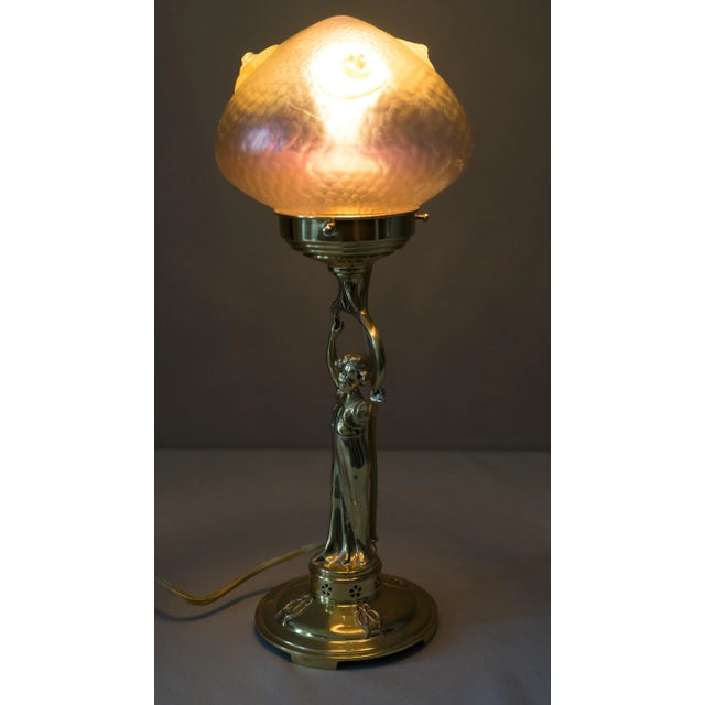 Jugendstil Table Lamp with Loetz Glass Shade, 1908 For Sale - Image 14 of 18