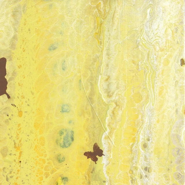 Abstract Harmonious Life - Bright Yellow Abstract Mixed Media Graffiti Inspired Original Artwork by Amber Goldhammer For Sale - Image 3 of 9