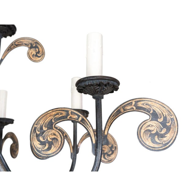 Baroque Vintage Toleware Chandelier For Sale - Image 3 of 3